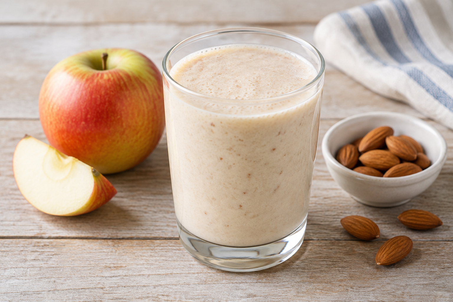 Vitamina cremosa com maçã e amêndoas