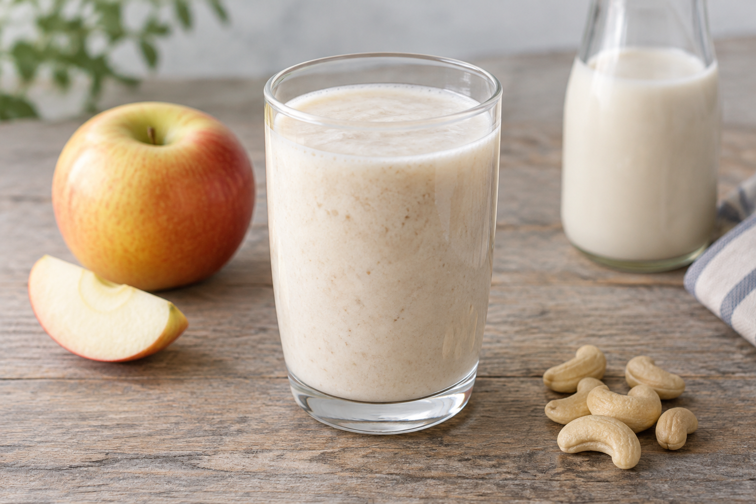 Vitamina cremosa com maçã e castanha-de-caju