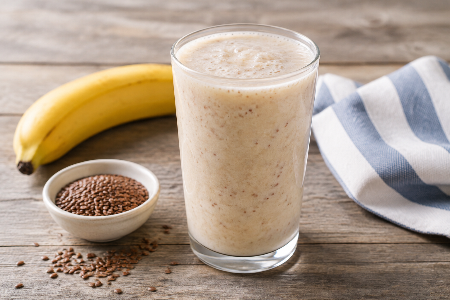 Vitamina cremosa com banana e linhaça
