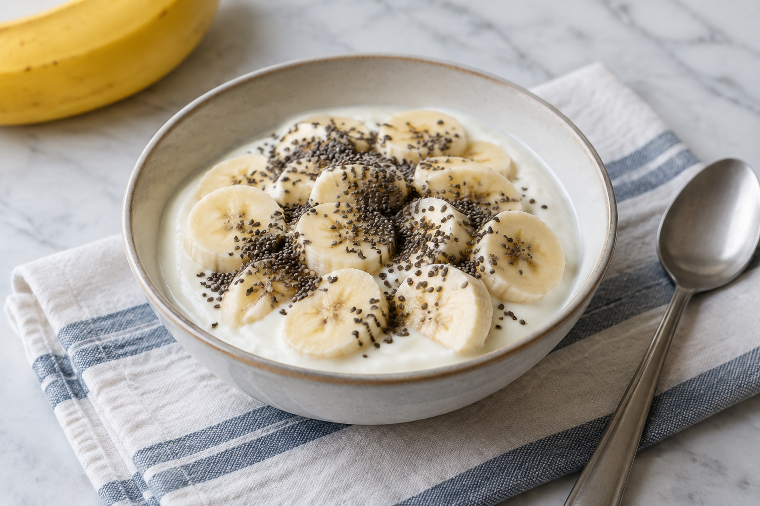 Iogurte com banana e chia