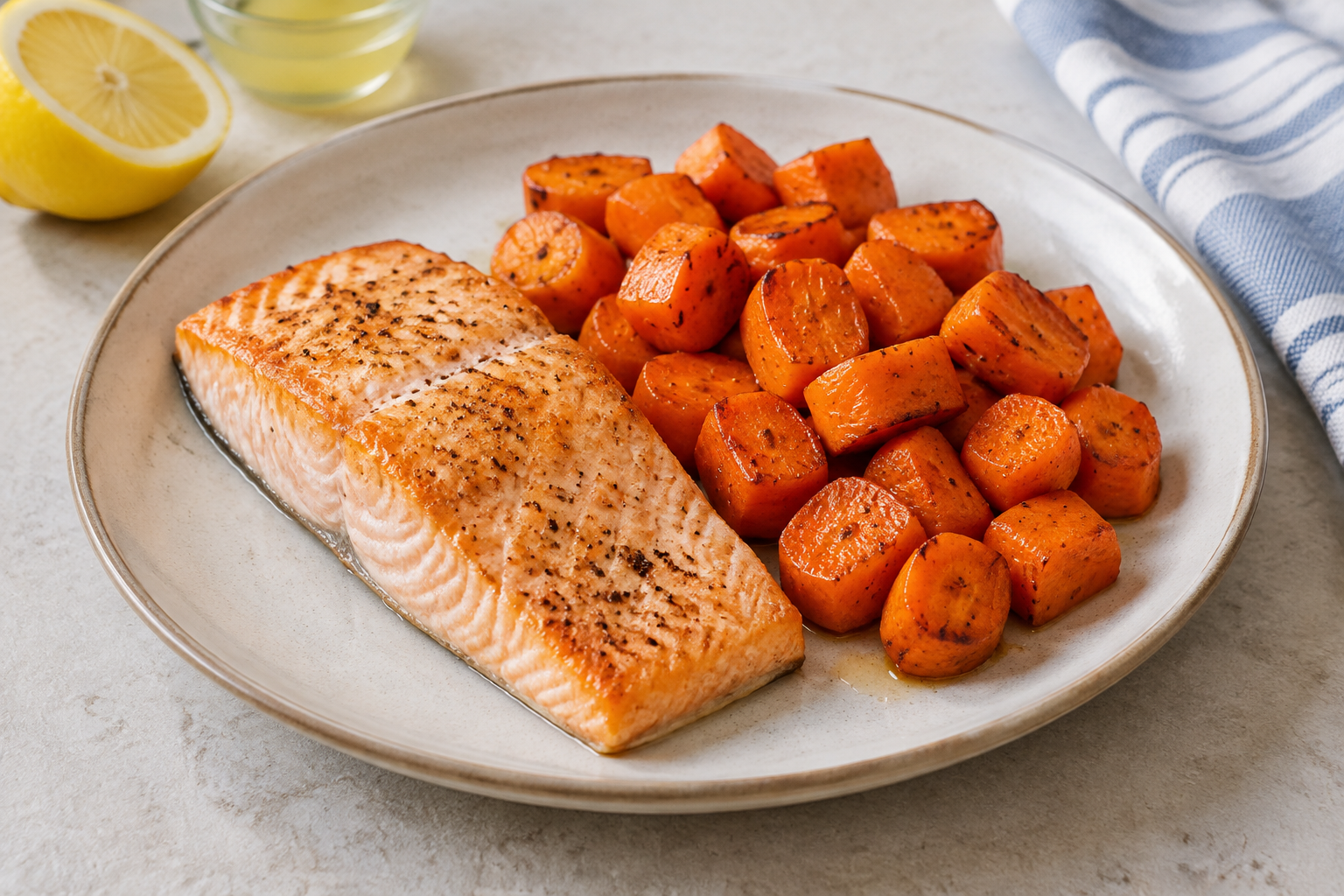 Salmão e cenoura na airfryer