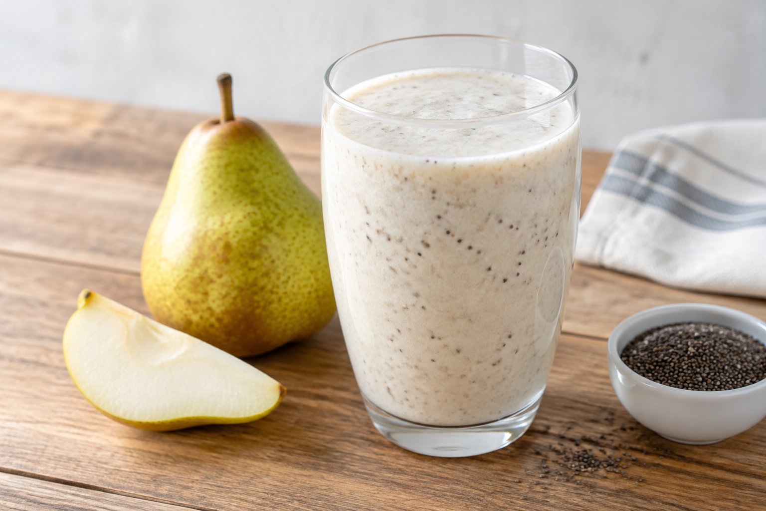 Vitamina cremosa com pera e chia