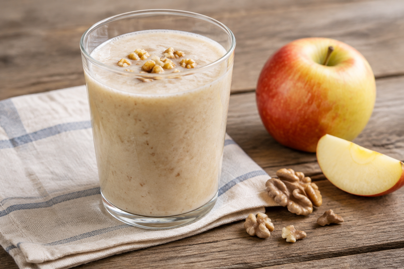 Vitamina cremosa com maçã e nozes