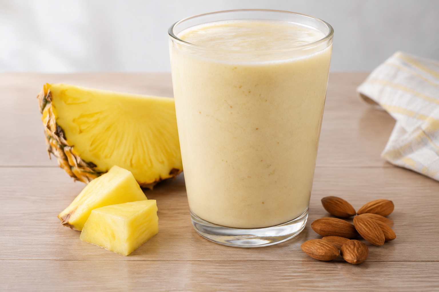 Vitamina cremosa com abacaxi e amêndoas