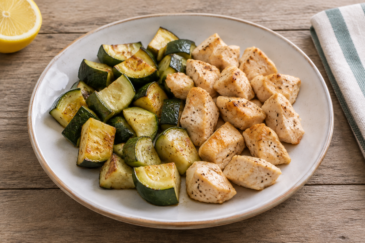 Peito de frango e abobrinha na airfryer
