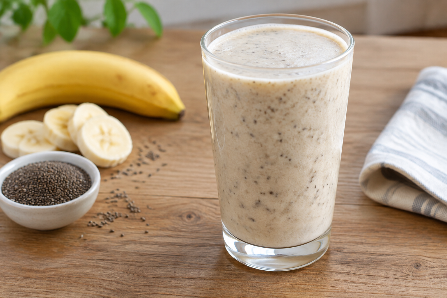 Vitamina cremosa com banana e chia
